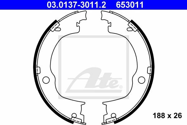 Sada brzdových čeľustí parkovacej brzdy Opel Antara ATE 03.0137-3011.2