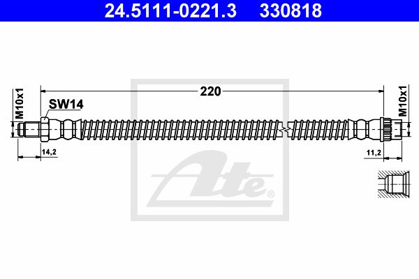 Brzdová hadica Opel Vivaro A ATE 24.5111-0221.3