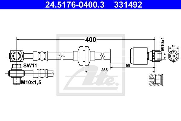 Brzdová hadica Opel Ampera, Astra J ATE 24.5176-0400.3