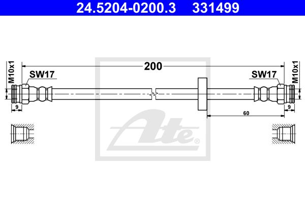 Brzdová hadica Opel Combo D ATE 24.5204-0200.3
